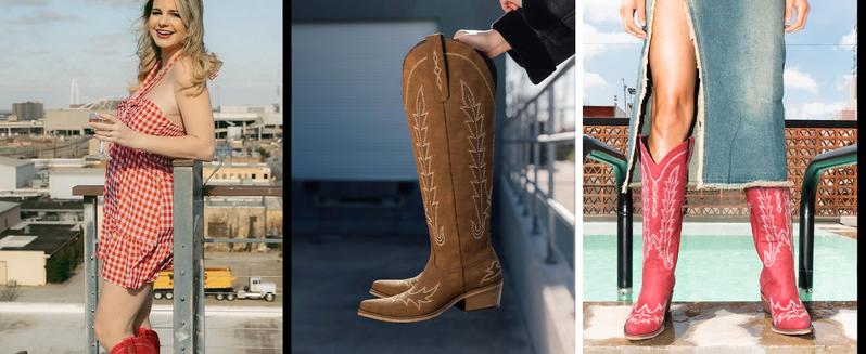 Cowboy Boots for Women - Knee High Embroidered Western Cowgirl Boots, Pointed Toe Chunky Heel Retro Boots, Pull On Zipper Vintage, Halloween Gifts, Botas