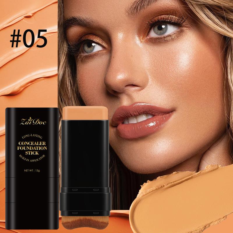 Zaidoc 7-color Dual -Ended Foundation Concealer Stick, Dual-ended with Built-in Brush, Moisturizing & Lightweight.