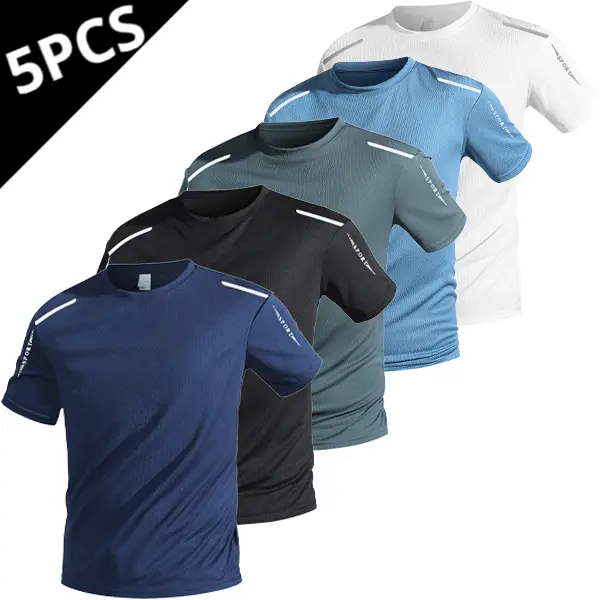 5-Pack Quick-Dry T-Shirts - Stylish Casual Trendy Unisex Tops Minimalistic Activewear Athletic Fashion Activewear graphic tee men's graphic tees t shirts for men good graphic tees