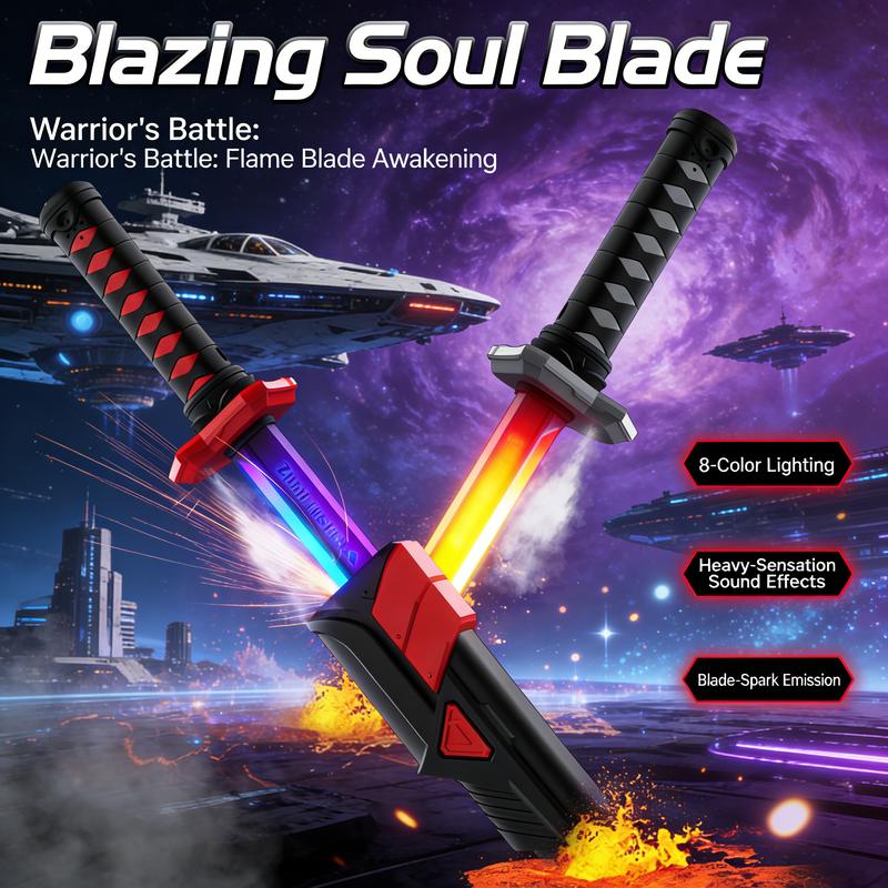 Boy's LED Lightsaber Toy Cyberpunk Katana - 23.6-inch Glowing Prop, Perfect for Roleplay, Carnival Parties & Festivals, RGB Lighting, Durable Collectible, In-Stock in the USA, Recommended Children's Birthday Gift fog eight-color streaming light effect