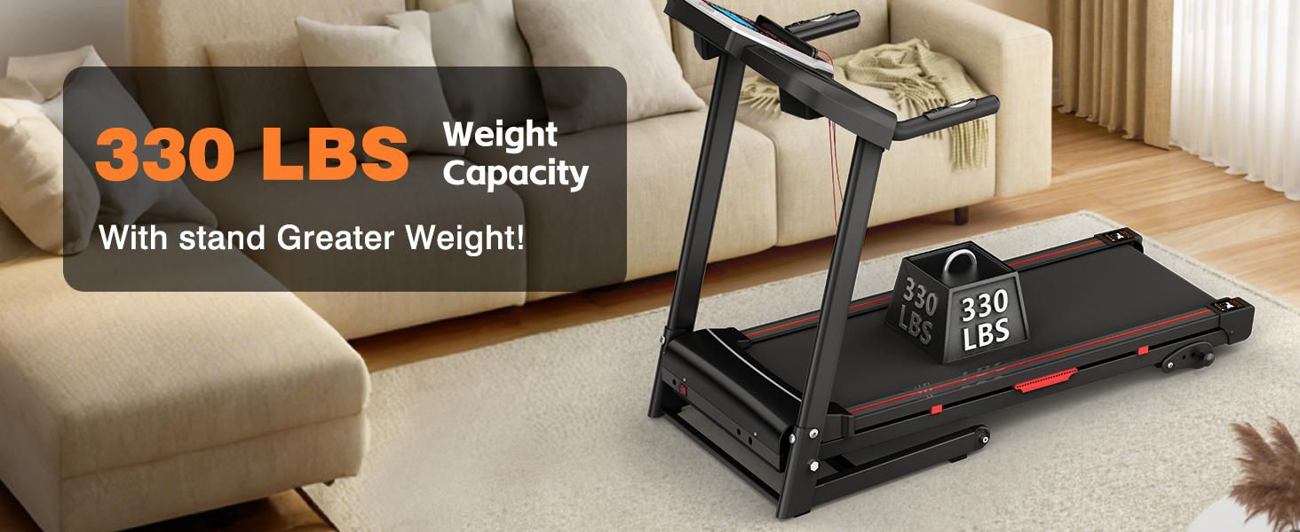 LIVIVOX 3.5HP Portable Folding Treadmill with Incline 330LBS Weight Capacity，8.5MPH, LED Display Easy Foldable Home Gym Machine for Apartments & Home Use Walking Pad Jogging Equipment， home gym equipment,10% incline walking pad treadmill