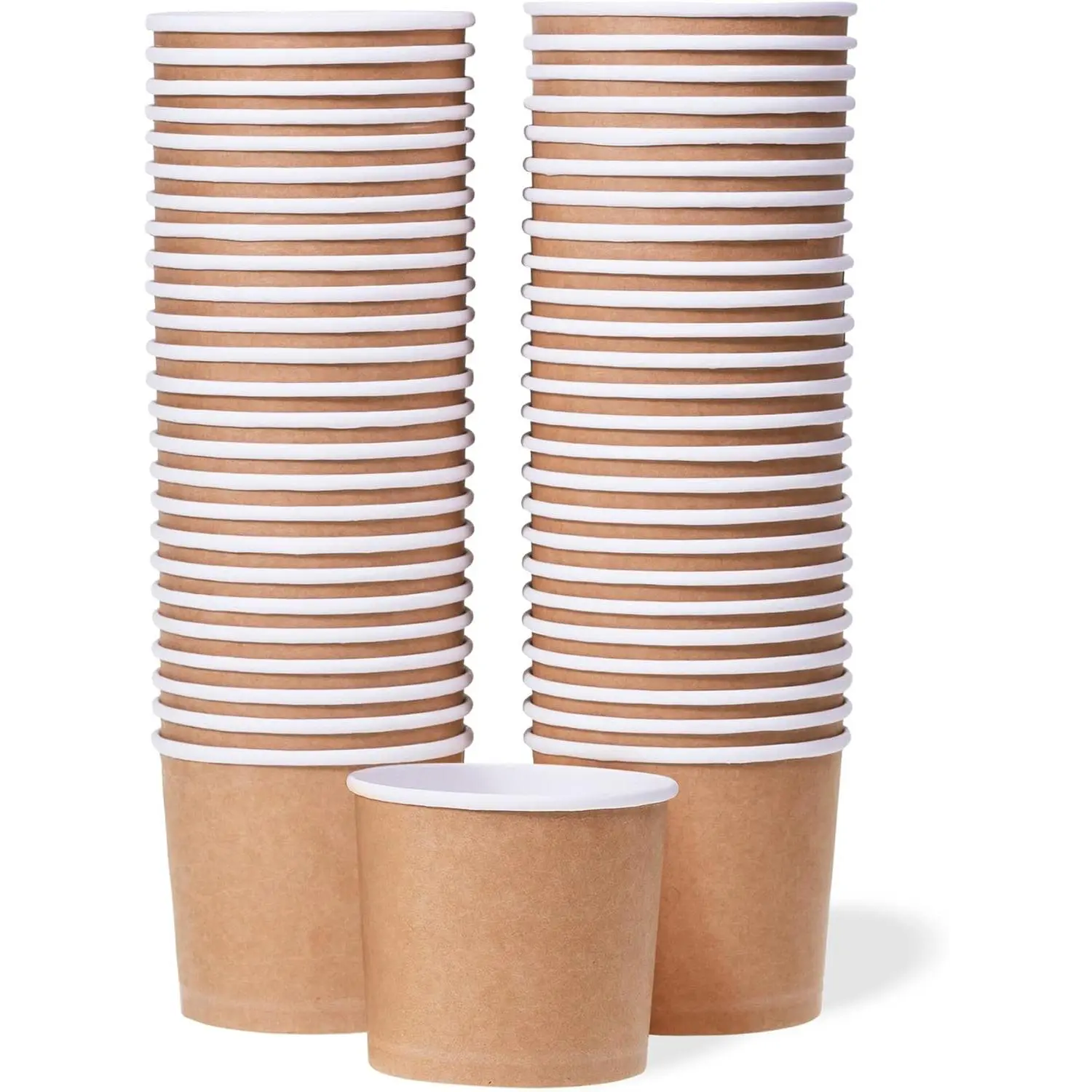 Paper Ice Cream Cups - 50-Count 11-Oz Disposable Dessert Bowls for Hot or Cold Food, 11-Ounce Party Supplies Treat Cups for Sundae, Frozen Yogurt, Soup, Brown