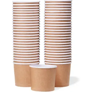 Paper Ice Cream Cups - 50-Count 11-Oz Disposable Dessert Bowls for Hot or Cold Food, 11-Ounce Party Supplies Treat Cups for Sundae, Frozen Yogurt, Soup, Brown