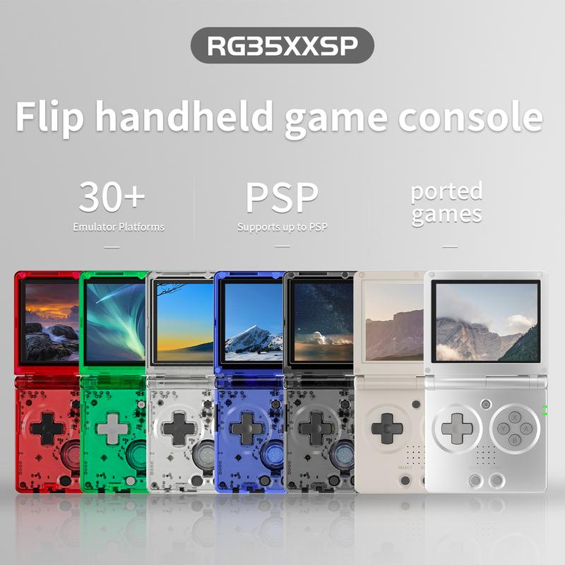 ANBERNIC RG35XXSP Handheld Game Console 3.5" IPS Screen Flip Game Player Linux System Battery 3300mAh HDMI connection to TV Transparent RG35XX SP Handheld Retro Gameing Console Gifts