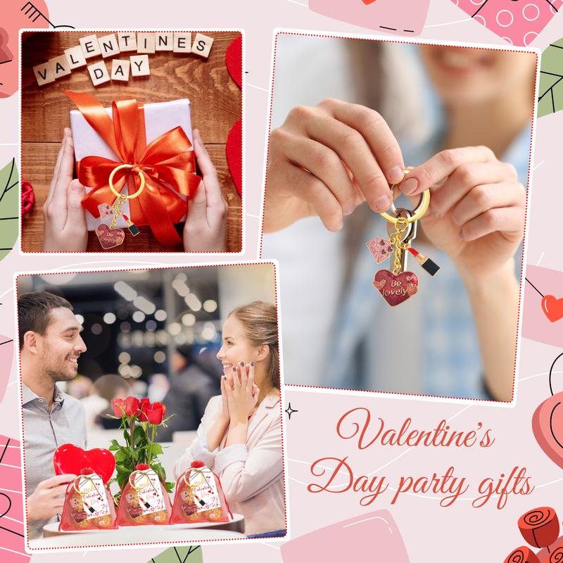 12 Set Valentine's Day Greeting & Gratitude Set - with Pendant Keychains & Cards, Perfect for Family, Friends, Couples, Valentine's Day Parties & Gift Recommendations