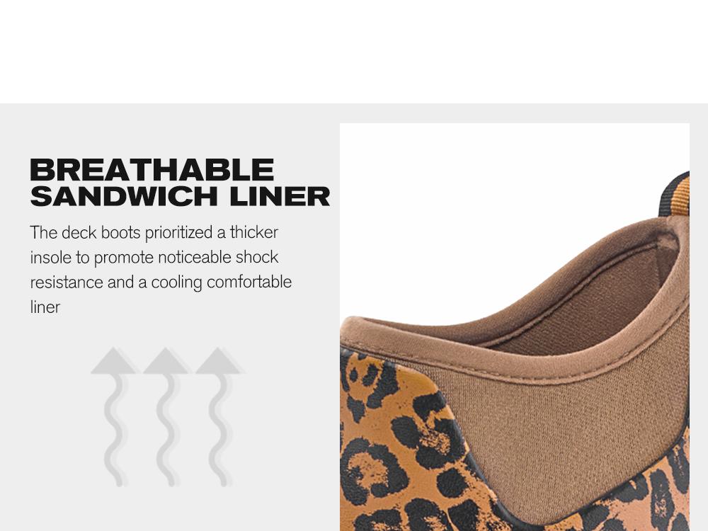 Trudave Women's Deck Boots, Waterproof Rubber Fishing Rain Boots, Anti-slip Short Ankle Shoes for Outdoor Fishing, Boating Leopard Print Footwear Comfort #TiktokShopBlackFriday