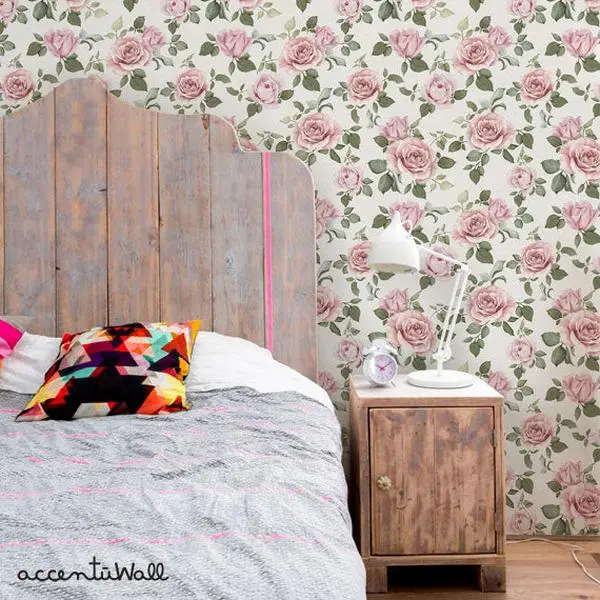 Removable Self-Adhesive Vinyl Wallpaper with Rose Pattern - Renter-Friendly, DIY Room Makeovers, Removable Wall Covering for Home Improvement & Accent Walls