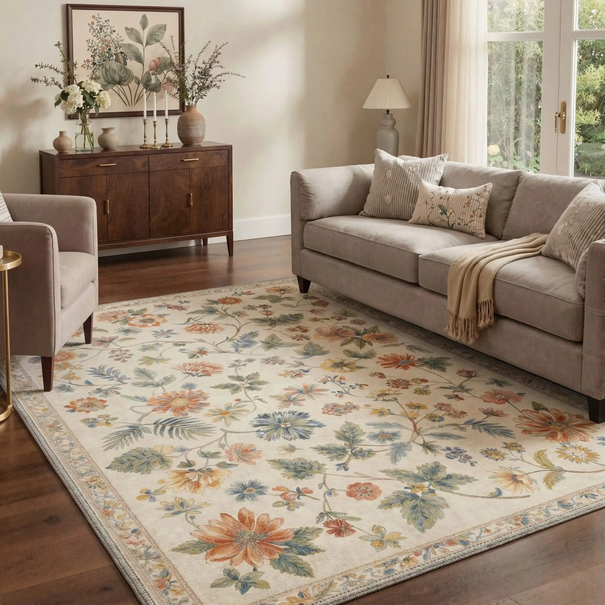 【Back To School】GENIMO Area Rug – Soft, Non-Slip, Pet Friendly, Machine Washable Floor Rug, Home Carpet, Stylish Decor for Any Room ,ARF2069-PETAL