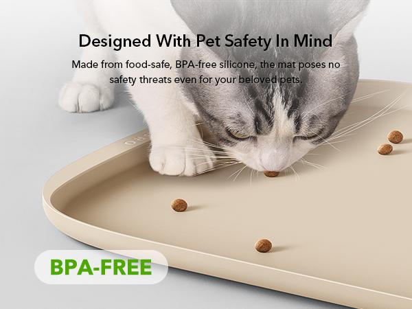 PETLIBRO Dog Food Mat, Safety Silicone Cat Food Mat for Feeder & Fountain, Waterproof, Raised Edge Spill Protection, Available in Multiple Colors