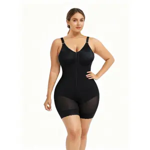 Fajas Colombianas Postpartum Shapewear for Women Tummy Control Butt Lifter Body Shaper with Zipper Crotch Compression Fit full body shaper butt lifter faja  snatch Womenswear Garment Basic Beige Minimalist