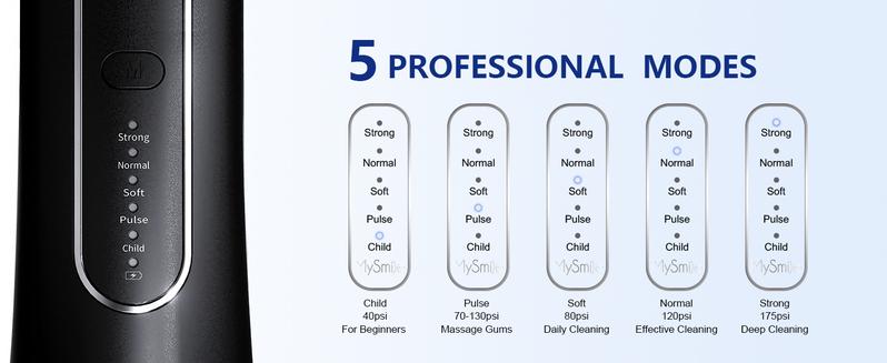 MySmile Cordless Water Flosser (260ml) - 5 Modes & 8 Jet Tips | Portable Oral Care for Braces & Travel
