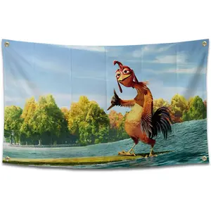 Chicken Flag Funny Poster Durable Man Cave Wall Flag with 4 Brass Grommets 3x5 Feet Tapestry for College Dorm Room Decor,Outdoor,Bedroom, Parties gifts, travel, filming,events,festivals.. high-resolution banner