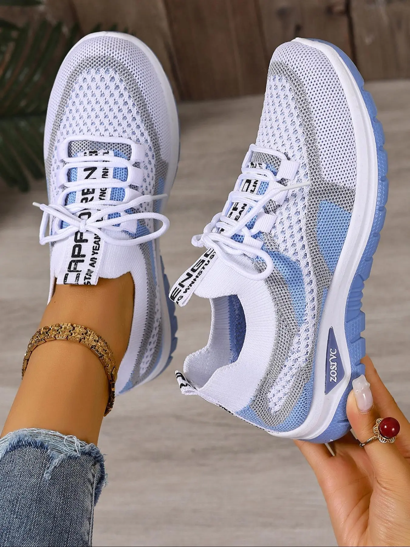 Women's Fashionable Mesh Breathable Lightweight Sneakers, Casual Comfortable Sports, Versatile Basic Shoes for Daily Wear, Casual Running Footwear, Casual Runner Shoes