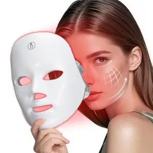 LED Face Mask Light Therapy, 7 Modes Portable Red Light Therapy for Face, Rechargeable, Orange,  Infrared & Red Light Mask, at Home & Travel