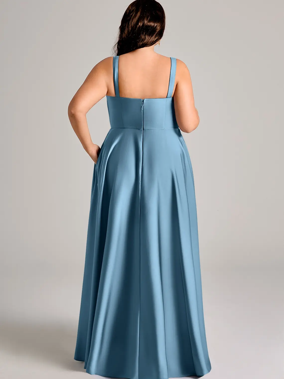 Azazie Shaude A-Line Square-Neck Pleated Pocket Wedding Guest Formal Satin  Dress - TikTok Shop