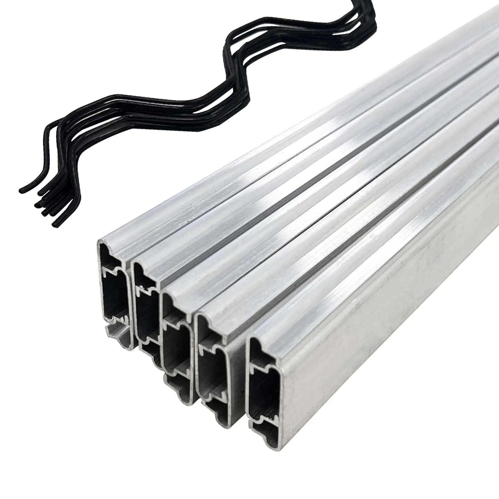 Garvee 10-Pack 6.6ft Greenhouse Wiggle Wire & Lock Channel Kit - PVC-Coated Spring Wire, 10 Aluminum Alloy Lock Slots (1.25-inch Width), Metal Track for Plastic Film, Outdoor DIY Garden Building Repair Hardware, Garden Supplies