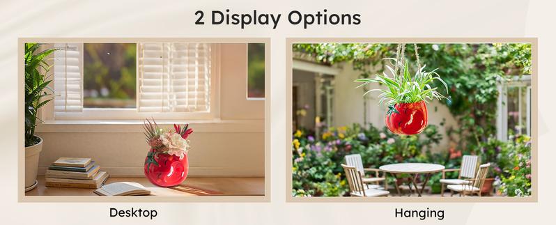 Mushroom Smiley Face Hanging Planter Pot with Drainage, Gardening Plant Gifts for Women Mother Plant Lovers - 3.9inch Opening