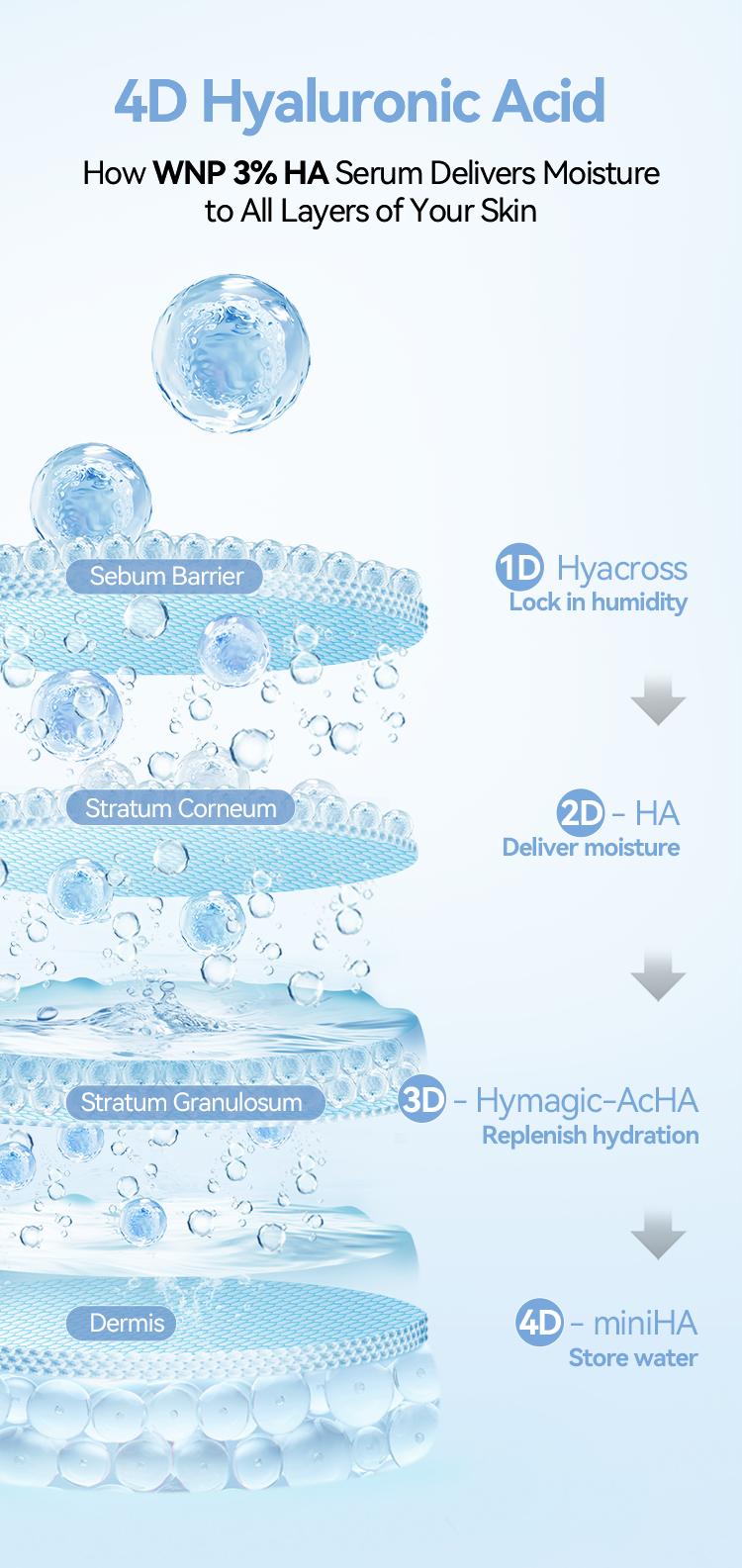 [WNP Official]  Hyaluronic Acid Serum | 3% 4D Hyaluronic Acid | Deep nourishment | Hydration and long-lasting moisture | Boosts skin brightness | Smooths fine lines | Glass-skin glow | Great for all skin types