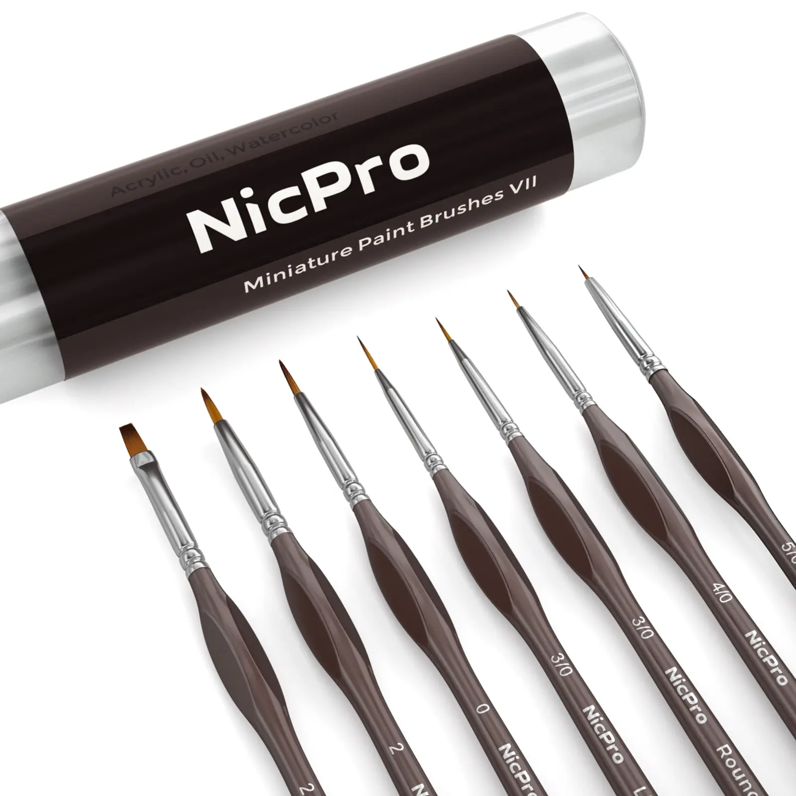 Nicpro Micro Detail Artist Paint Brush Set - 7 Tiny Professional Miniature Fine Brushes for Watercolor, Oil, Acrylic, Craft Models, Artist Paint Brushes