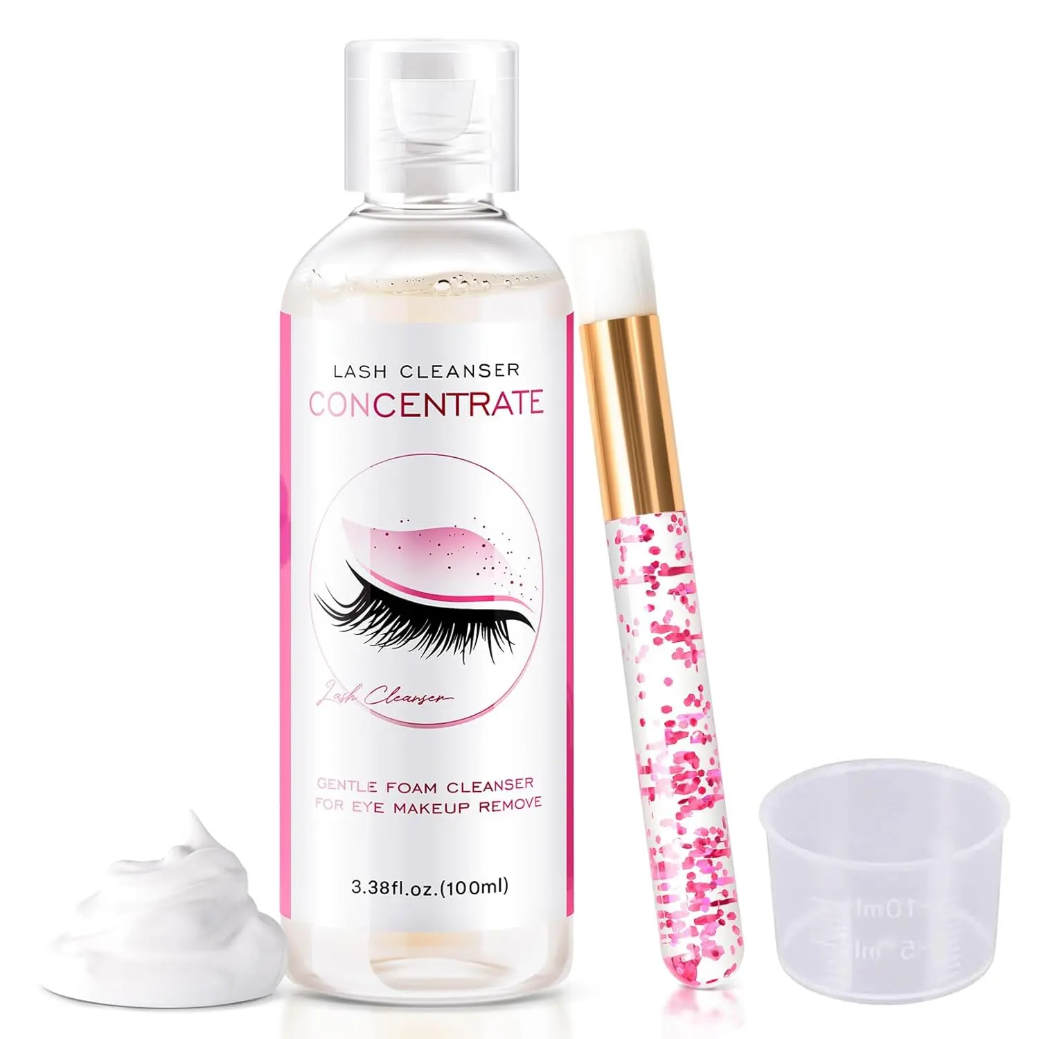 Halloween Gift  100ml Lash Shampoo Concentrate – Foaming Eyelash Extension Cleanser, Gentle Deep Cleansing for Natural Lashes, Removes Makeup & Residue