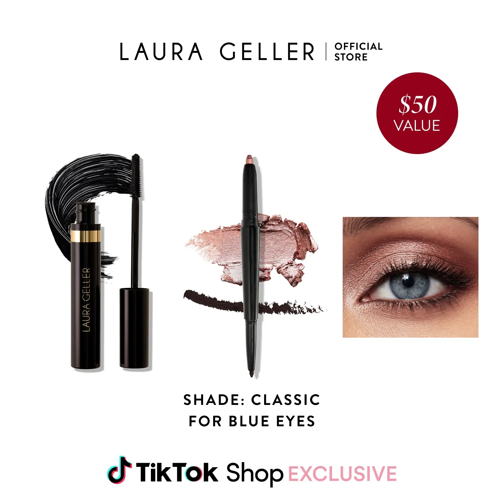 Laura Geller Eye Color Enhancing Duo - Swipe-n-Line Instant Eye Perfecting Stick eyeliner & Kajal Volumizing Longwear Mascara - Easy Application - Makeup for Mature Skin