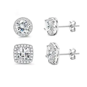 Earring  Set for Men and Women. Features VVS - cut round and square gemstone earrings. These delicate, elegant and stylish accessories are for pierced ears Vvs Synthetic Moissanite Jewelry Design