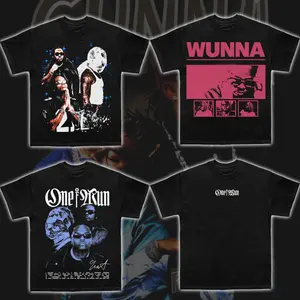 (Collection) Wunna 2026 Wun World Tour The Last Wun Collection 5 Tee One Side Men's Oversized Cotton T-Shirt, The Wunna T-Shirt , Vintage Music Merch T-Shirt, Retro 90s Rap Style, New Album Gift For Fans