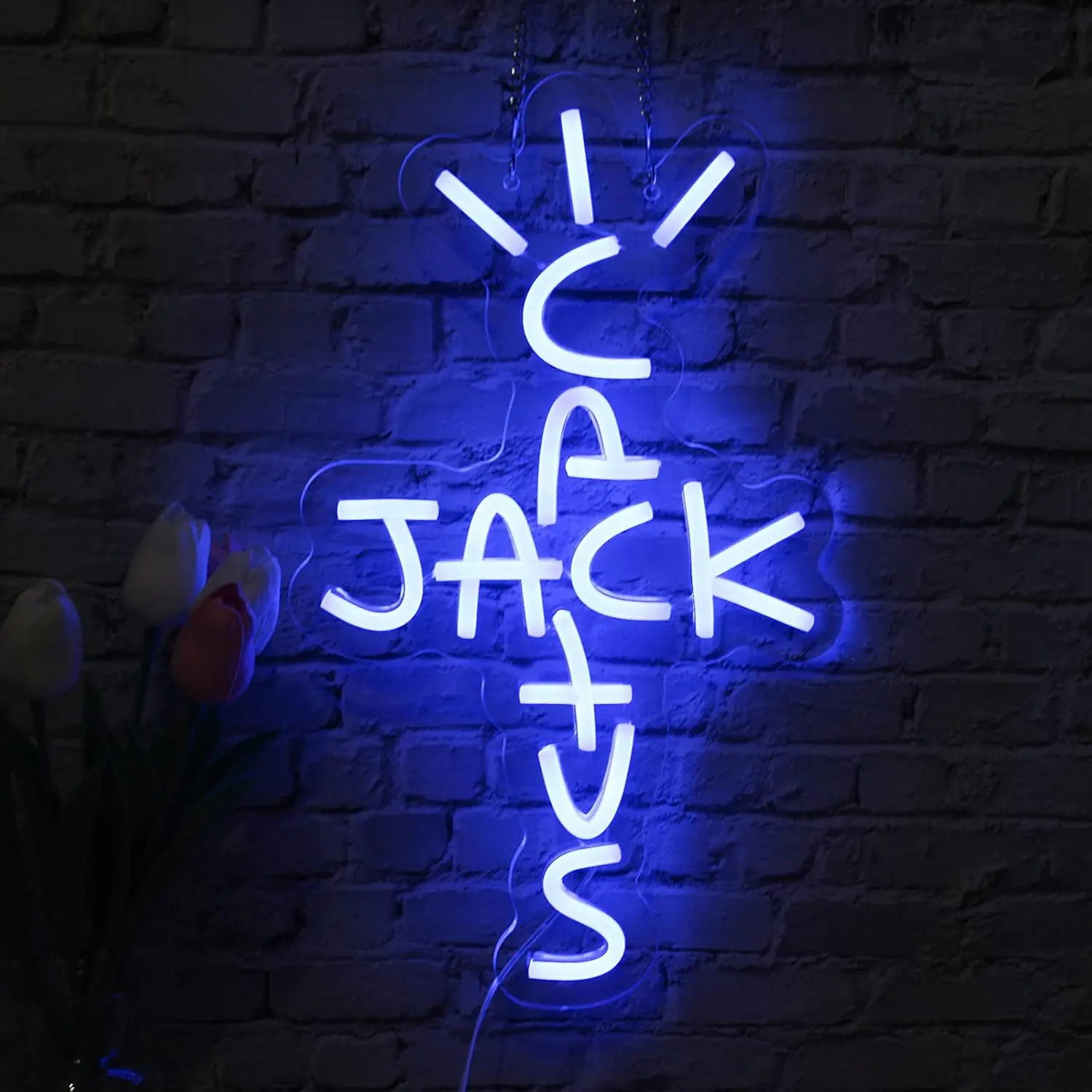 Cactus Shaped Neon Sign, USB Powered LED Wall Decor with Power Cord, Multi-purpose Button Control Art Light for Bedroom, Bar, Office(Bule）- Father's Day Party