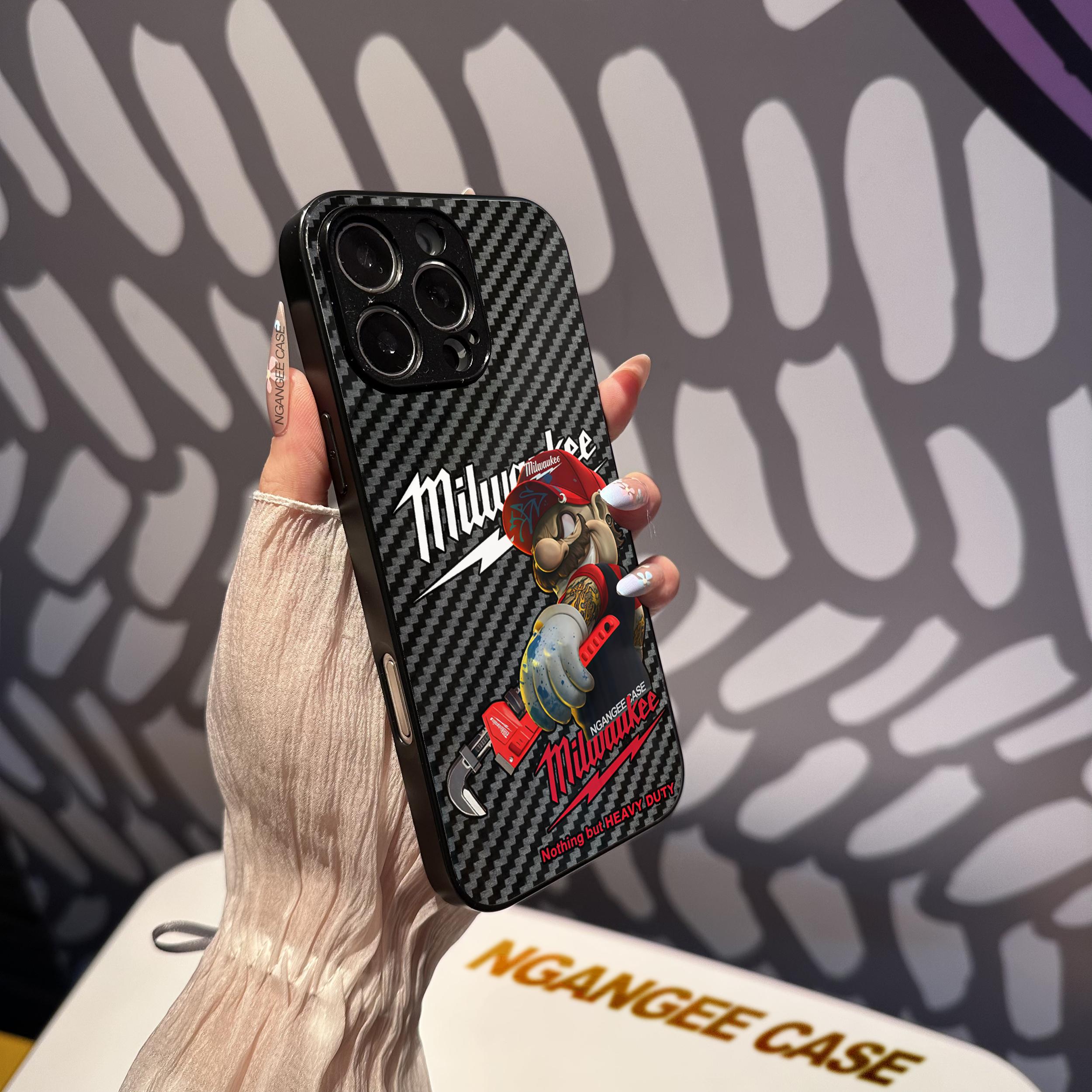 MilwauKee Phone Case for iPhone 16, 15, 14, 13, 12, 11, X, XS, PRO, PLUS, MAX & Samsung Galaxy S26 S25 S24 S23 S22 S21 Ultra Plus | Cool Glass Carbon Fiber Phone Casee #IPMK1
