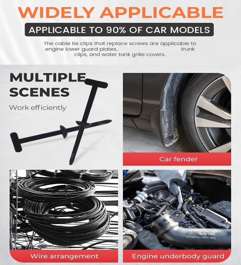 30/50/100 Pcs Nylon Universal Cable Tie Buckle, 2026 New Upgrade Heavy Duty Self-Locking Rivet Zip Ties Holder, Multifunctional Cable Tie Buckle for Car Daily Repair, Home, Office, Workshop