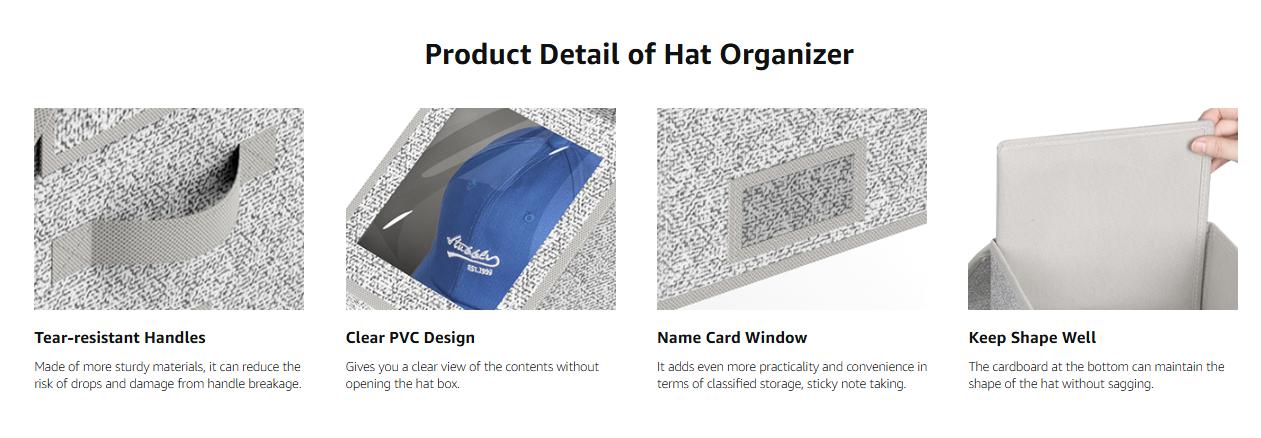 Stackable Hat Storage Boxes for Baseball Caps, Holds Up to 24 Hats, Durable Cardboard Box for Men, Classic Style, Wardrobe Organizer  storage storage organization organizer storage room storage adhd organization products Grey toy box Grey