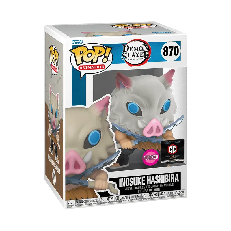 Funko Pop! Demon Slayer - Inosuke Hashibira (Flocked) (Chalice Collectibles) #870 Exclusive Collectible Pop Vinyl Figure