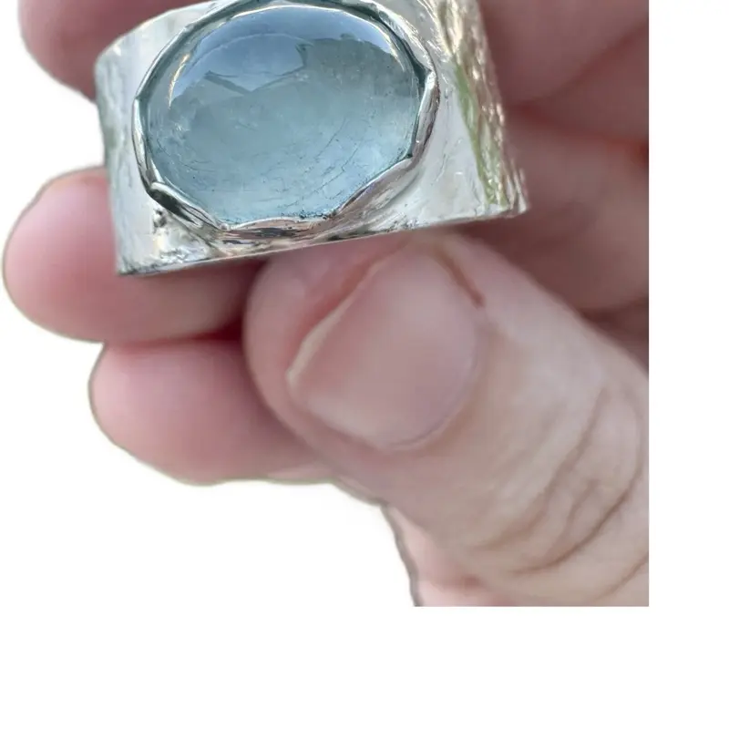 Aquamarine Silver Ring | Handmade Statement Ring