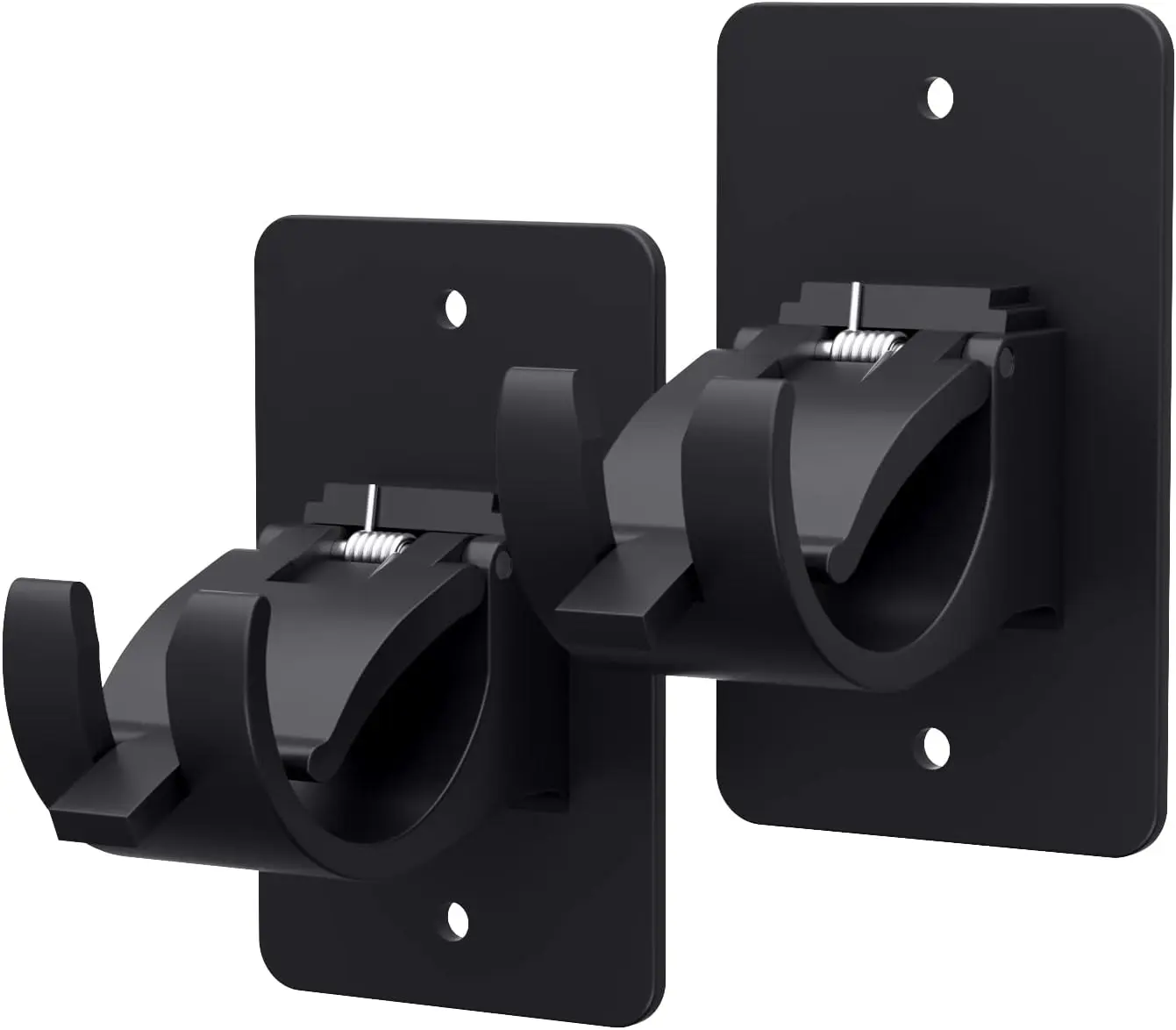 Self-Adhesive Curtain Rod Brackets, Universal Plastic Curtain Rod Holders, No-Drill Curtain Rod Hooks for Bathroom, Bedroom, Living Room, Kitchen, Black