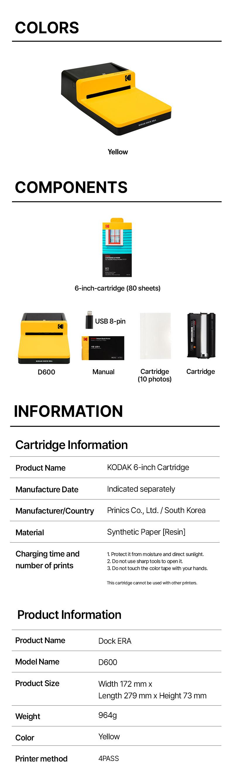 KODAK Dock ERA Plus 4PASS Instant Photo Printer (Printer + 50 Sheets) – 4x6” Prints, Easy Bluetooth Connection, High-Quality Output