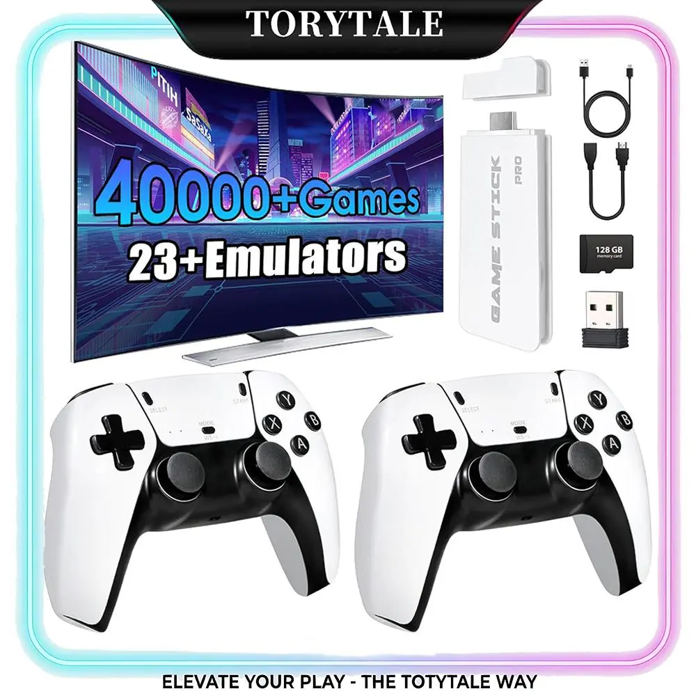 Portable 2026 Retro Arcade Game Stick - Plug & Play TV Gaming Console with Built-in Classic Games, 23 Emulators, HDMI Output, Dual 2.4G Wireless Controllers, USB Cable, Vintage Gadgets for Guys Gifts, Perfect Gift for Family, Kids