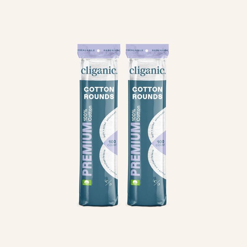 Cliganic Premium Cotton Rounds - Soft and Gentle Texture, Ideal for Daily Use, Available in Multiple Colors Makeup Remover Tool Makeup Puffs