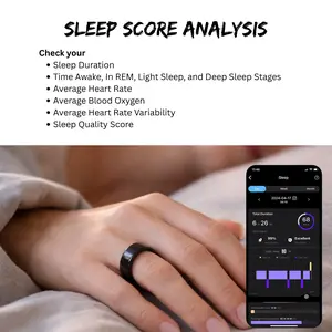 R02 Smart Ring Bluetooth Waterproof Step Counter, Sleep Quality, Blood Oxygen, Heart Rate, HRV, Calories Burned Unisex Fitness Tracker Wearable Monitor for Men Women Gift Health Tracker Rechargeable Fitness Tracking Ring