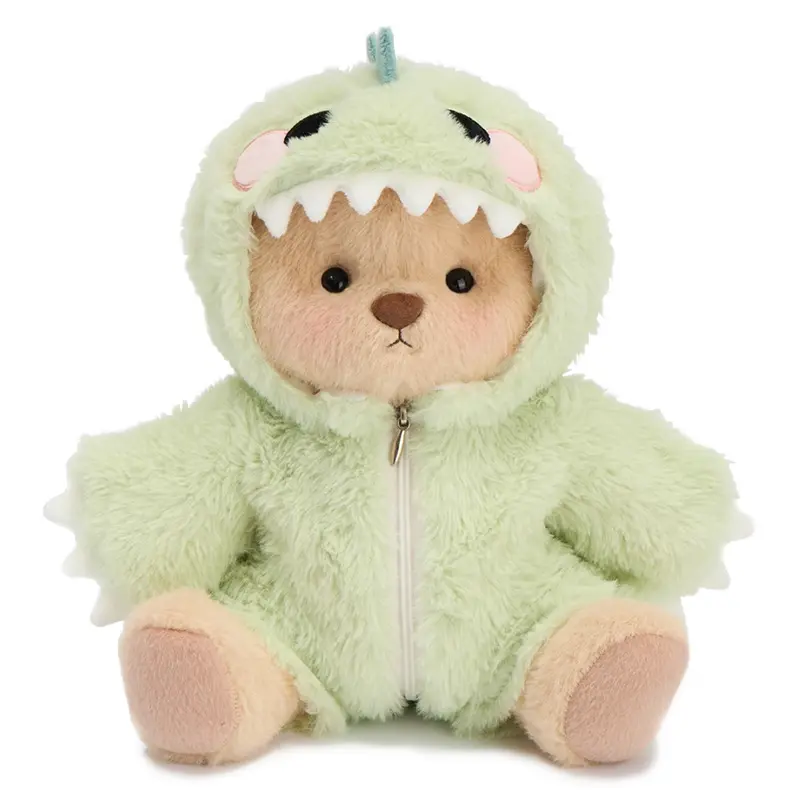 Getahug Dinosaur Teddy Bear | 5 Moveable Joints, Summervibes,Changeable Outfit Teddy Bear Set, Furry Pink and Green Dino Teddy Bear, Soft Stuffed Animal Plush Unique Gift for Dino Lovers Collectors, Cozy vibes Little Gifts for Girls Plushies