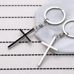 Couple Cross Stainless Steel Keychain - Minimalist Creative Pendant, Faith Symbol Accessory, Backpack & Key Decor, A Token of Shared Belief & Love