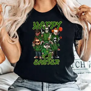 Horror Easter T-Shirt/Sweatshirt/Hoodie, Spooky Bunny Graphic Tee, Funny Scary Movie Style Easter Shirt, Spring Holiday Gift for Men and For Women