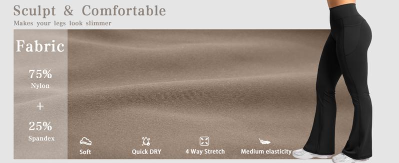 OYV Women Workout Flare High Waist Butt Lifting Casual Soft Leg Flared Bottoms with Pockets OYV Women Workout Flare High Waist Butt Lifting Casual Soft Leg Flared Bottoms with Pockets