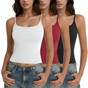 FAIABLE Women’s Tank Tops 3 Pack, Adjustable Spaghetti Strap Camisole Tops, Slim Fit Layering Cami