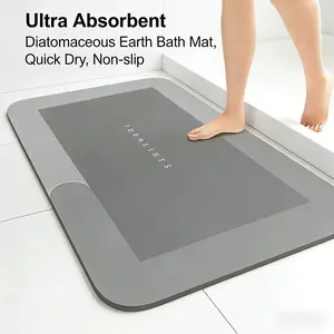 Bath mat Rubber Bathroom Mat-Quick Dry Absorbent Rug Non-Slip Thin Bathroom Rug Instant Dry Magic Bath mats for Bathroom Floor Mat in Front of Bathtub, Sink, Dark Grey, 17x27in