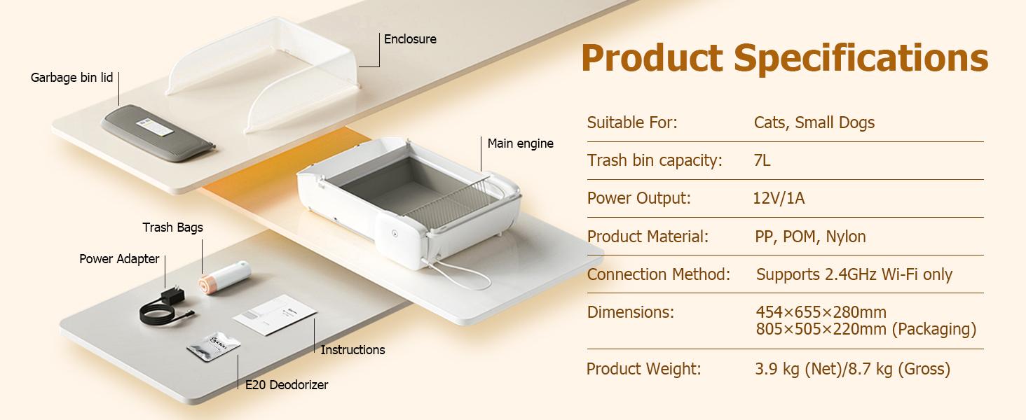 Automatic Cat Litter Box Open-Top Self-Cleaning for Multiple Cats(Buy one, get five free), Extra Large Space with App Control/Splash Guard/Safety Anti-Pinching Design/Odor Control Open-top Litter Box with Waste Bag&Deodorizing Cube Automatic Cat Litter Box Open-Top Self-Cleaning for Multiple Cats(Buy one, get five free), Extra Large Space with App Control/Splash Guard/Safety Anti-Pinching Design/Odor Control Open-top Litter Box with Waste Bag&Deodorizing Cube