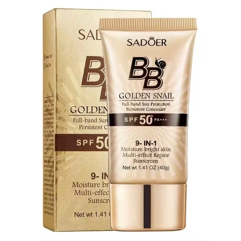 Snail BB Cream with SPF 50+ High Coverage Matte Finish - 1.4 oz (40g) Alcohol-Free Moisturizer, Oil Control, Waterproof, Skin Smoothing, Sun Protection Facial Cosmetic Gift-Worthy