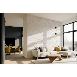 White Painted Brick Wall Wallpaper Mural in Peel & Stick Canvas Vinyl or Non-Woven