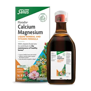 Floradix Calcium Magnesium Liquid Mineral & Vitamin Formula - Bone Support Supplement with Calcium, Magnesium, Vitamin D & Zinc - Vegetarian & Non-GMO
