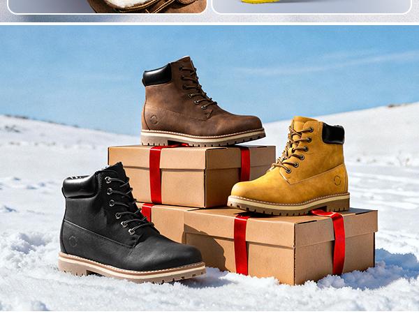 Bruno Marc Men's Water-Repellent Combat Snow Winter Fur Boots for Fall Black Leather Soft Padded Closed Toe Bota Footwear Walking Shoes