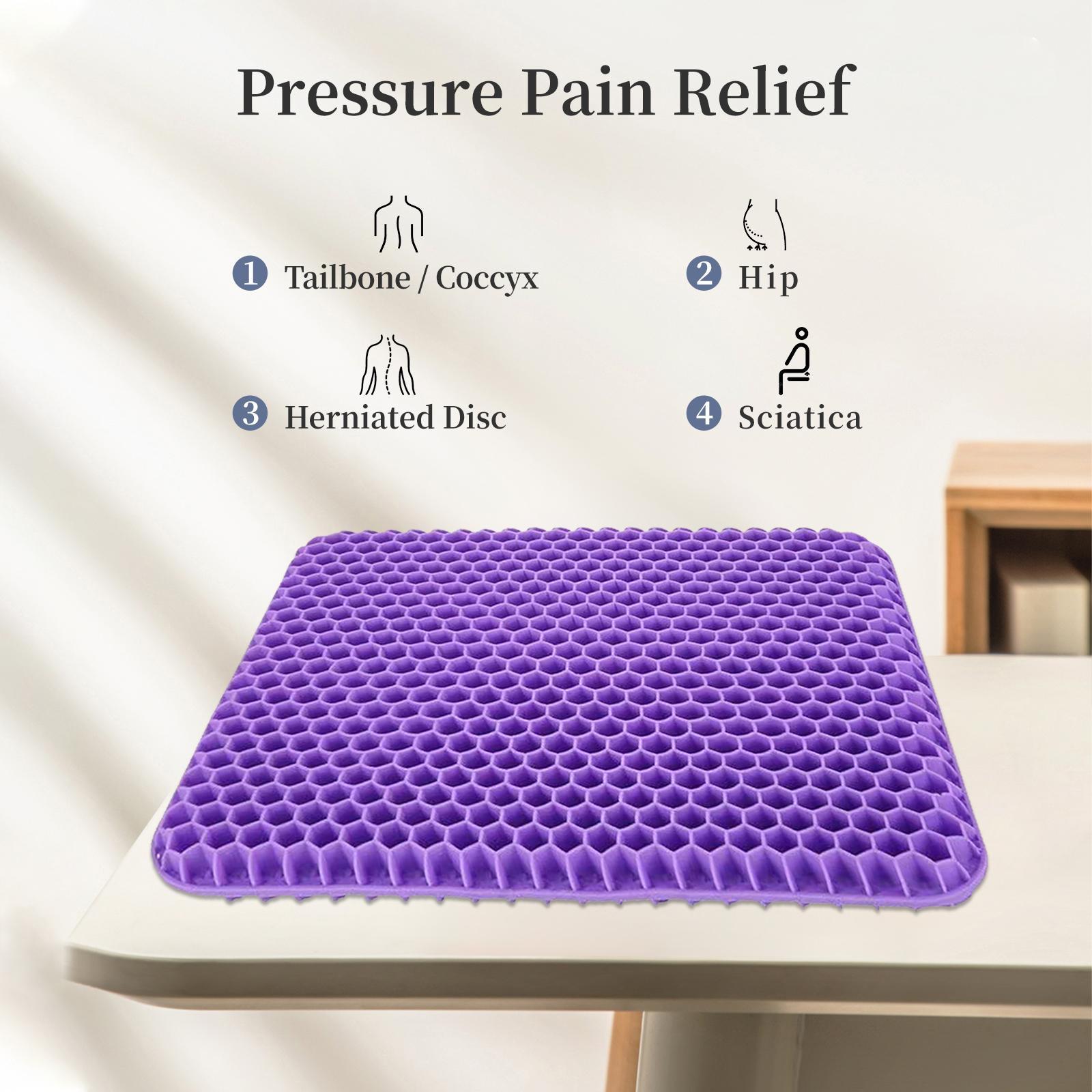 Double-Thick Gel Seat Cushion Honeycomb Breathable Non-Slip Cover 16.5x14.5x1.5 in Pressure Relief for Office Car Wheelchair Elastic Furniture Protector